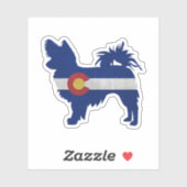 Papillon Dog Breed Colorado Flag Silhouette Aufkleber (Blatt)