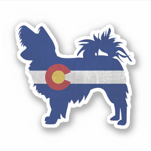 Papillon Dog Breed Colorado Flag Silhouette Aufkleber (Vorderseite)