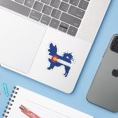 Papillon Dog Breed Colorado Flag Silhouette Aufkleber (Laptop mit iPhone)