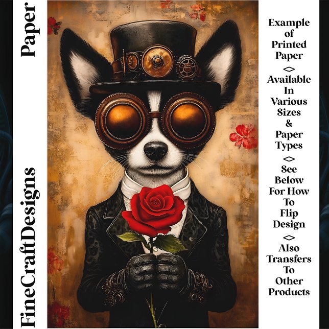 Papillon Dog, Brille, Rote Rose CQ6 Floßpapier (Von Creator hochgeladen)