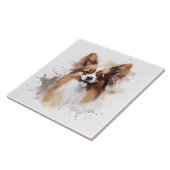 Papillon Dog Brown und White Water color Fliese (Seite)