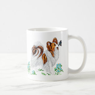 Papillon Dog & Butterfly Augen auf Auge Kaffeetasse