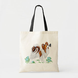 Papillon Dog & Butterfly Augen auf Auge Tragetasche