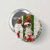 Papillon Dog Christmas Button (Vorne & Hinten)