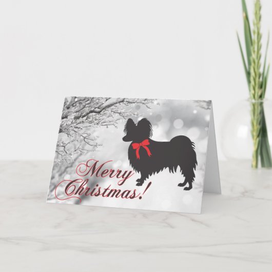 Papillon Dog Christmas Card Dankeskarte (Vorderseite)