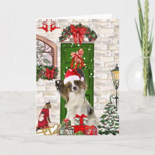 Papillon Dog Christmas Karte