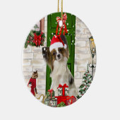 Papillon Dog Christmas Keramik Ornament (Rechts)