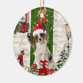 Papillon Dog Christmas Keramik Ornament (Links)
