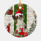 Papillon Dog Christmas Keramik Ornament (Hinten)