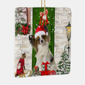 Papillon Dog Christmas Keramikornament (Rechts)