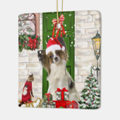 Papillon Dog Christmas Keramikornament (Links)