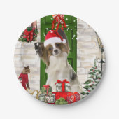 Papillon Dog Christmas Pappteller (Vorderseite)