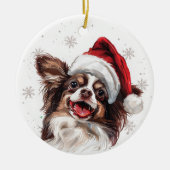 Papillon Dog Christmas Personalized Keramik Ornament (Vorne)