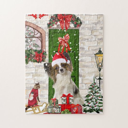 Papillon Dog Christmas Puzzle (Vertikal)