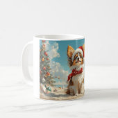 Papillon Dog Christmas Vintag Beach Kaffeetasse (Vorderseite Links)