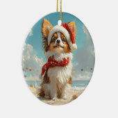 Papillon Dog Christmas Vintag Beach Keramik Ornament (Rechts)