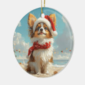 Papillon Dog Christmas Vintag Beach Keramik Ornament (Links)