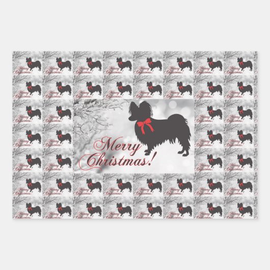 Papillon Dog Geschenkpapier Set (Vorderseite)