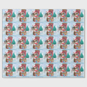 Papillon Dog im Schnee Weihnachtshundehaus Geschenkpapier (Flach)