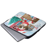 Papillon Dog im Schnee Weihnachtshundehaus Laptopschutzhülle (Vorne Knopf)