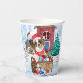 Papillon Dog im Schnee Weihnachtshundehaus Pappbecher (Rückseite)