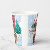 Papillon Dog im Schnee Weihnachtshundehaus Pappbecher (Links)