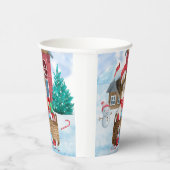 Papillon Dog im Schnee Weihnachtshundehaus Pappbecher (Rechts)