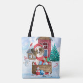 Papillon Dog im Schnee Weihnachtshundehaus Tasche (Rückseite)