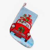 Papillon Dog in Auto mit dem Weihnachtsmann Kleiner Weihnachtsstrumpf (Vorderansicht (hängend))