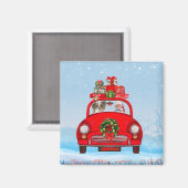 Papillon Dog in Auto mit dem Weihnachtsmann Magnet (Vorderseite/Rückseite)