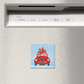Papillon Dog in Auto mit dem Weihnachtsmann Magnet (In Situ (Geschirrspüler))
