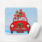 Papillon Dog in Auto mit dem Weihnachtsmann Mousepad (Mit Mouse)