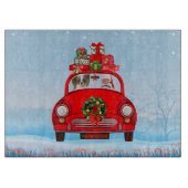 Papillon Dog in Auto mit dem Weihnachtsmann Schneidebrett (Vorderseite)