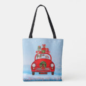 Papillon Dog in Auto mit dem Weihnachtsmann Tasche (Rückseite)