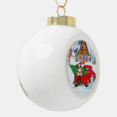 Papillon Dog in Christmas Delivery LKW Schnee Keramik Kugel-Ornament (Links)