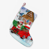 Papillon Dog in Christmas Delivery LKW Schnee Kleiner Weihnachtsstrumpf (Vorderansicht (hängend))