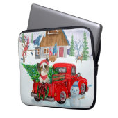 Papillon Dog in Christmas Delivery LKW Schnee Laptopschutzhülle (Vorderseite Links)