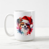 Papillon Dog in der Weihnachtsmannmütze Weihnachte Kaffeetasse (Links)