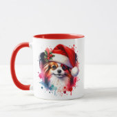 Papillon Dog in der Weihnachtsmannmütze Weihnachte Tasse (Links)