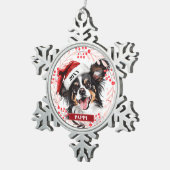 Papillon Dog in der Weihnachtsmannmütze Weihnachts Schneeflocken Zinn-Ornament (Rechts)