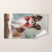 Papillon Dog in Schnee Weihnachten Badhandtuch Set (Handtuch)
