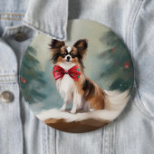 Papillon Dog in Schnee Weihnachten Button (Beispiel)