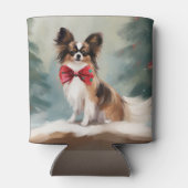 Papillon Dog in Schnee Weihnachten Dosenkühler (Rückseite)