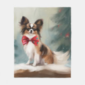 Papillon Dog in Schnee Weihnachten Fleecedecke (Vorderseite)