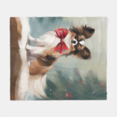 Papillon Dog in Schnee Weihnachten Fleecedecke (Vorderseite (Horizontal))