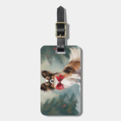 Papillon Dog in Schnee Weihnachten Gepäckanhänger (Vorderseite vertikal)