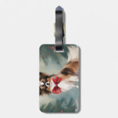 Papillon Dog in Schnee Weihnachten Gepäckanhänger (Rückseite vertikal)