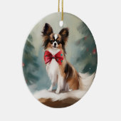 Papillon Dog in Schnee Weihnachten Keramik Ornament (Rechts)