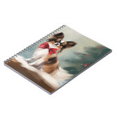 Papillon Dog in Schnee Weihnachten Notizblock (Linke Seite)