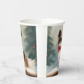 Papillon Dog in Schnee Weihnachten Pappbecher (Links)